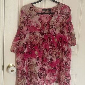 Maggie Barnes Pink Floral Blouse 1X